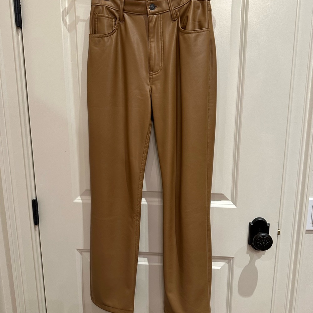 Abercrombie & Fitch Tan Faux Leather Trousers